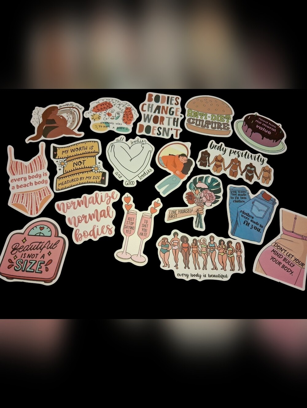 Body Positive Sticker Sheet - Diverse Women & Empowering Quotes